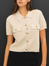 Be Cool Short Sleeve Button Down Cardigan in Taupe