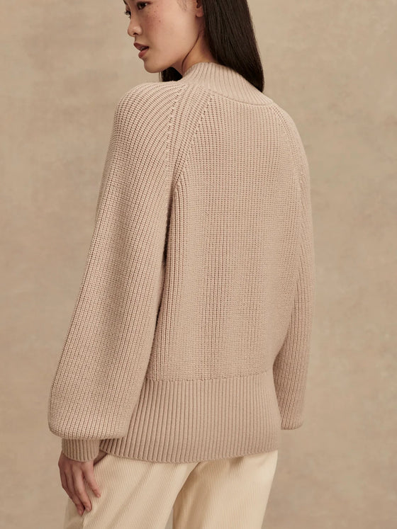 Varley Martina High Neck Rib Knit in cement