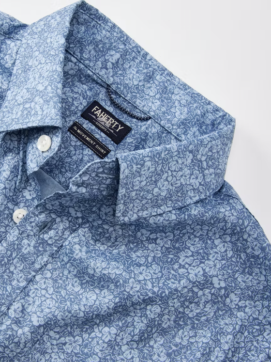 Faherty Brand Movement Short Sleeve Shirt in Horizon Bloom