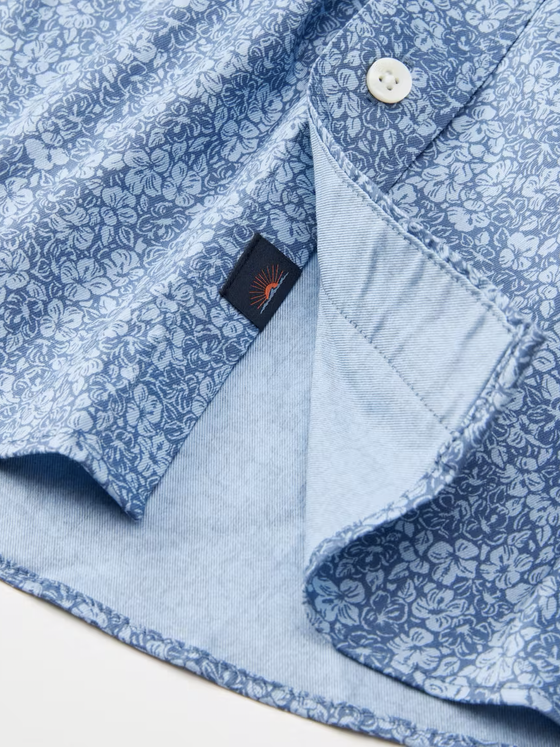 Faherty Brand Movement Short Sleeve Shirt in Horizon Bloom blue floral