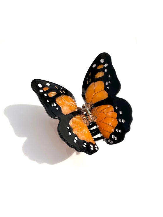 Solar Eclipse Hand-Painted Monarch Butterfly Claw Hair Clip
