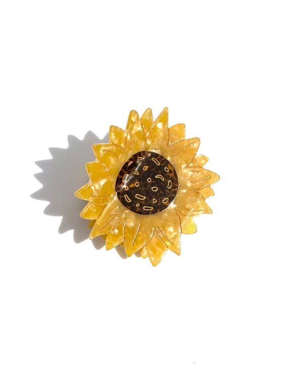 Solar Eclipse Hand-Painted Sunflower Claw Hair Clip