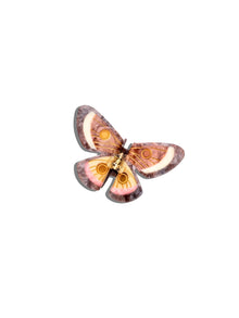 Solar Eclipse Hand-Painted Emperor Silk Moth Claw Hair Clip in Brown
