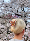 Solar Eclipse Hand-Painted Emperor Silk Moth Claw Hair Clip in Brown