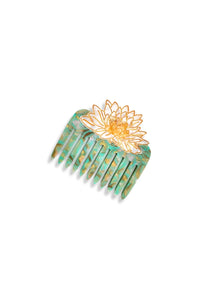  Solar Eclipse Hand-painted Waterlily Pocket Hair Comb 