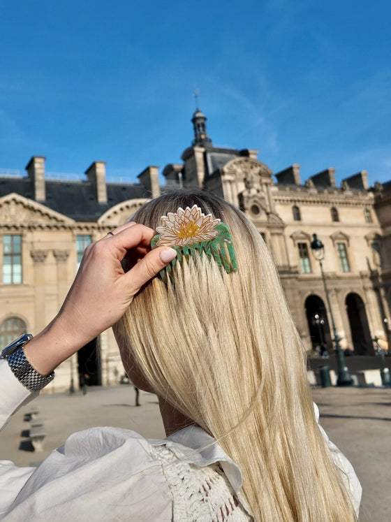 Solar Eclipse Hand-painted Waterlily Pocket Hair Comb 