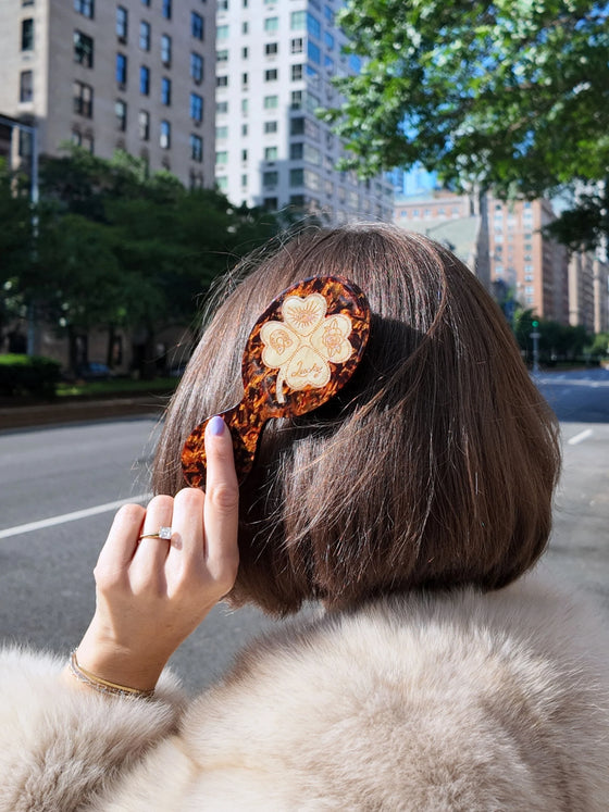 Solar Eclipse Hand-Painted Lucky Clover Handbag Hero Brush