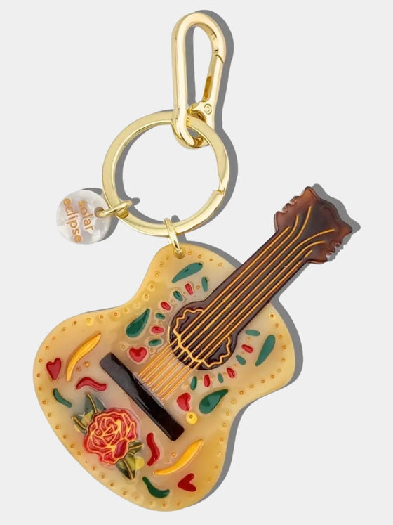 Solar Eclipse Hand Painted Dia De Las Brujas Guitar Bag Charm