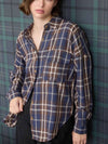 Plaid Button Down Pocket Detail Long Sleeve Shirt in Navy Multi