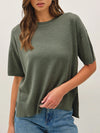 Be Cool Wool Blend Short Sleeve Sweater Top in Spruce