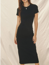 Ribbed Knit Back Slit T-Shirt Dress