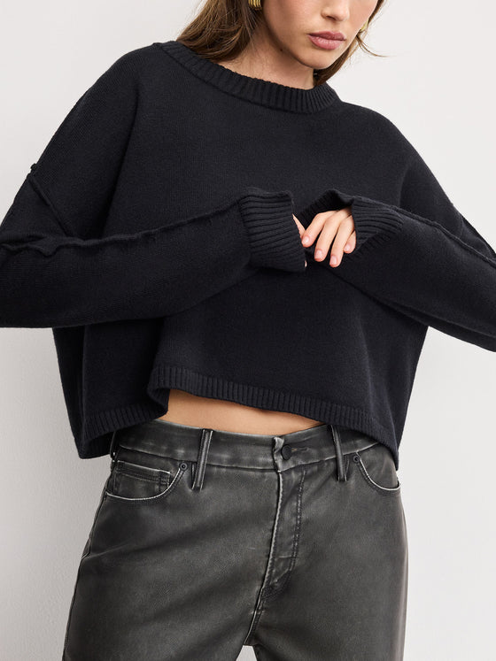 Good American Cozy Knit Crew Neck in Black