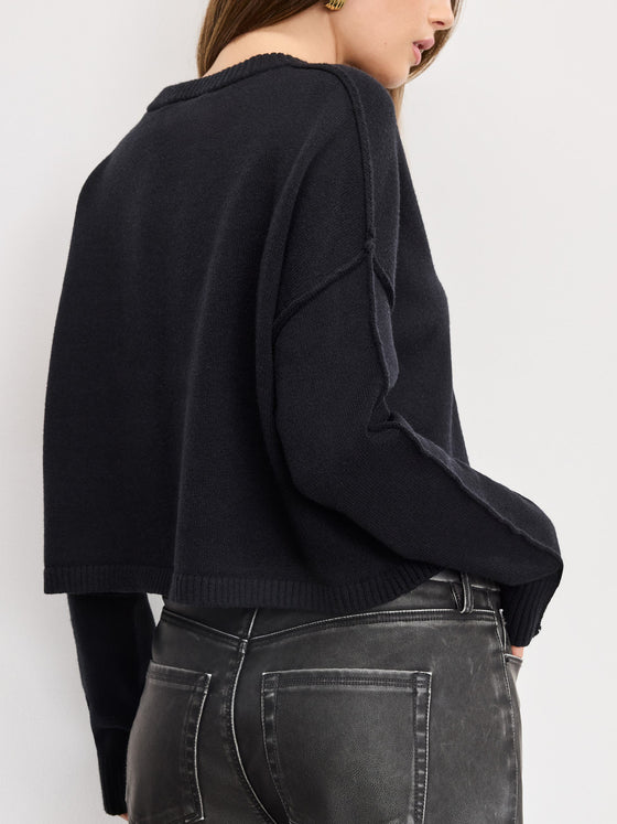 Good American Cozy Knit Crew Neck in Black