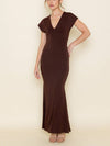 Fore Collection Stretch Knit Mermaid Maxi Dress in Chocolate