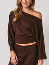 Le Lis Boat Neck Dolman Sleeve Sweater Top in Brown