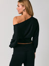 Le Lis Boat Neck Dolman Sleeve Sweater Top in Black