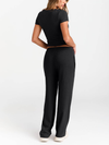 Suhkasana's Casual Two Piece Set Crop Tee and Wide Leg Pants Set 