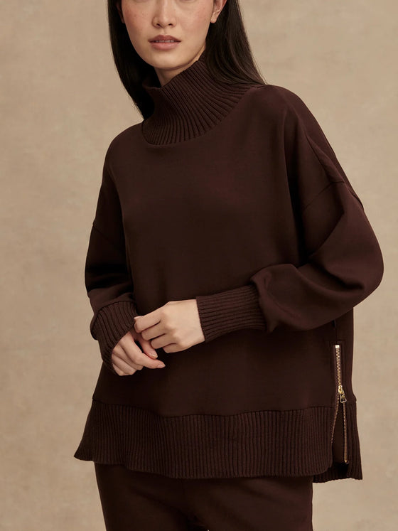 Barker High-Neck Sweat in Coffee Bean