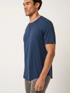 Travis Mathew Cloud Henley Tee in Total Eclipse blue short sleeve
