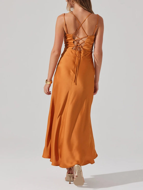 ASTR the Label Antlia Dress in sunset burnt orange