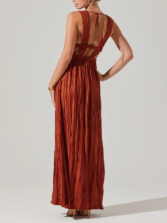 Astr the Label Tesni Dress in rust orange