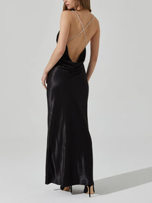  ASTR the Label Maxime Pearl Straps Maxi Dress in Black