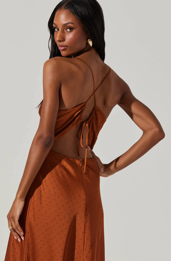 ASTR the Label Bonney Dress in Copper sequin open back