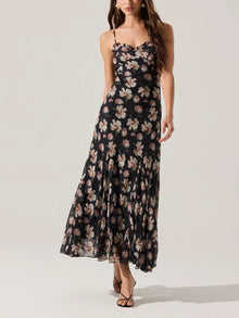  ASTR the Label Maeryn Sweetheart Ruffle Maxi Dress in Black Floral