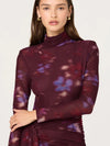 ASTR the Label Aubriella Dress in Dark Plum Multi turtleneck