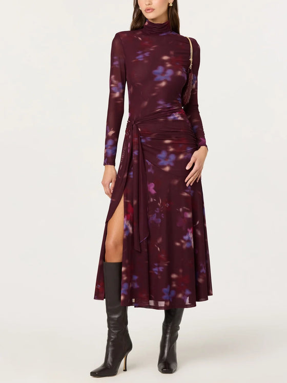 ASTR the Label Aubriella Dress in Dark Plum Multi