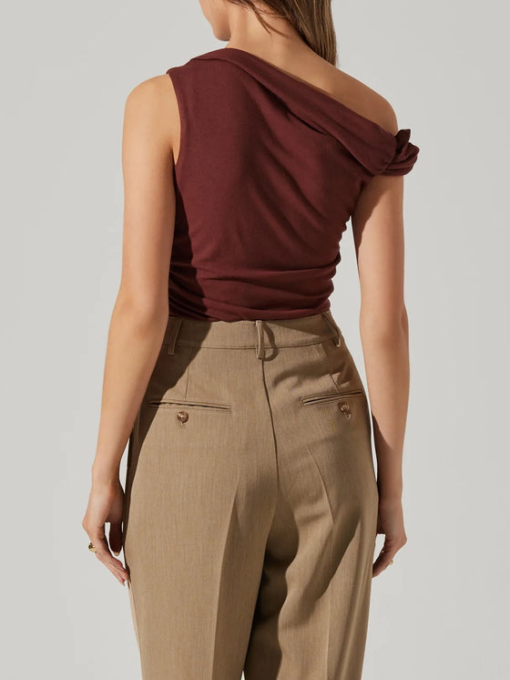 ASTR the Label Zivon Top in Brown off the shoulder