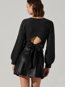  ASTR the Label Eila Sweater in Charcoal bow back