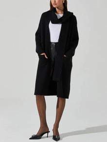  ASTR the Label Noemi Ribbed Scarf Cardigan in Black