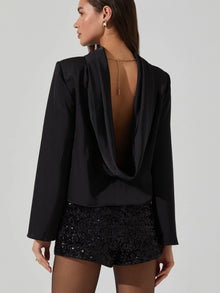  ASTR the Label Bethwyn Satin Cowl Back Top in Black