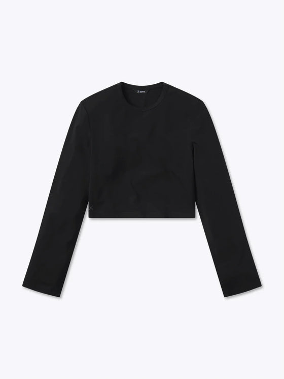 Cuts Long Sleeve Almost Friday Tee Cropped in Black