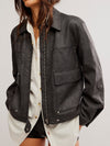 Blair Vegan Leather Jacket in Charcoal