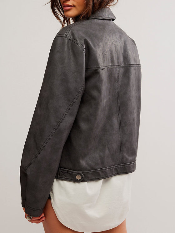 FP Leather Jacket in Charcoal