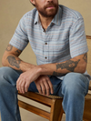 Faherty Short-Sleeve Palma Linen Shirt in Blue Gulf Stripe