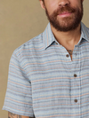 Faherty Short-Sleeve Palma Linen Shirt in Blue Gulf Stripe