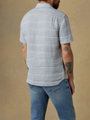 Faherty Short-Sleeve Palma Linen Shirt in Blue Gulf Stripe
