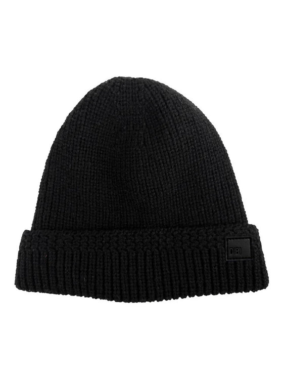 Dibi's Fur Lined Cable Knit Beanie in Black