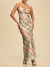 Luxxel Metallic Chain Slip Dress in Sage