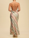 Luxxel Metallic Chain Slip Dress in Sage