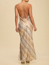 Luxxel Metallic Chain Slip Dress in Sage