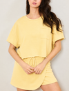 Wasabi + Mint Casual Round Neck Boxy Tee with Pocket in Banana