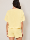 Wasabi + Mint Casual Round Neck Boxy Tee with Pocket in Banana
