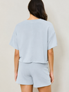 Wasabi + Mint Casual Round Neck Boxy Tee with Pocket in light blue