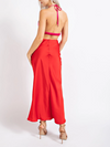 Edit by Nine Color Block Satin Cutout Mock Neck Maxi Dress in Pink
