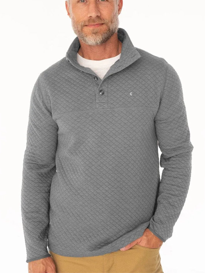  Criquet Quilted Pullover in Dark Heather gray