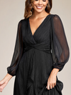 ever EMBER - Twist Knot Lotus Leaf Shimmering Evening Dress